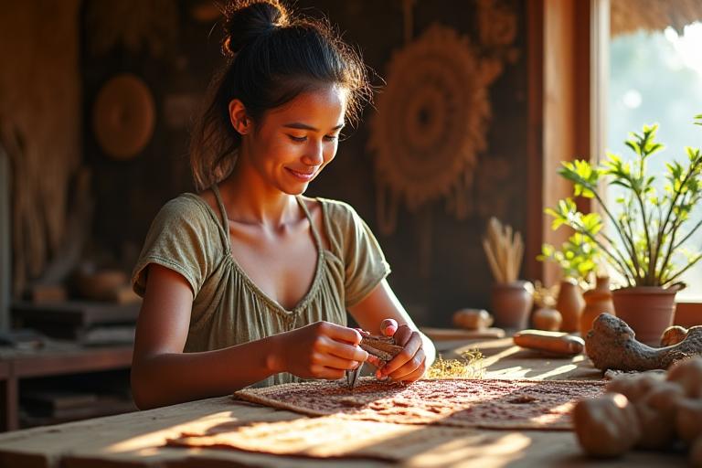 地元職人が手作業で家具を作っている様子、笑顔で協力