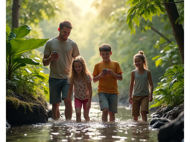 家族向けエコキャンプを楽しむ親子