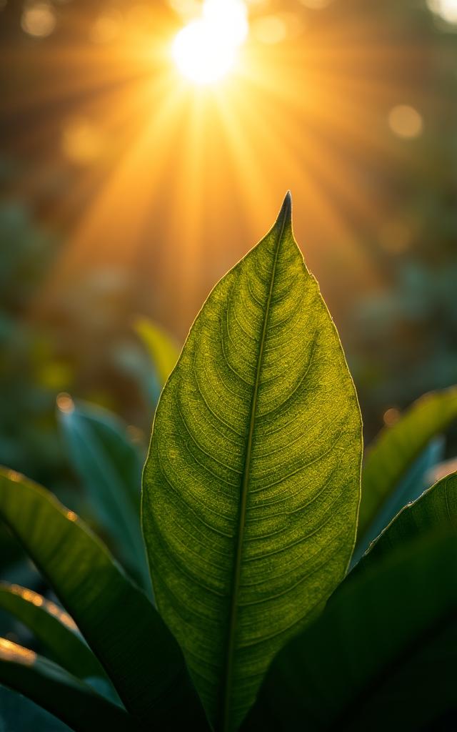 スマートフォンの縦画面に合わせた、ゴールデンアワーの壮大な風景と熱帯雨林のディテール